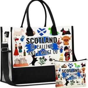 Canvas Tote Bag Polyester Large Capacity Shoulder Strap Zipper Closure